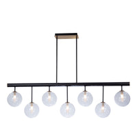 Artcraft Seven Light Island Pendant from the Aurelia collection in Matte Black & Brass finish