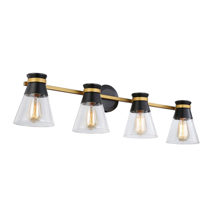 Artcraft Four Light Vanity from the Kanata collection in Black & Brushed Brass finish