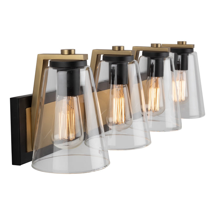 Artcraft Three Light Vanity from the Treviso collection in Black & Brass finish