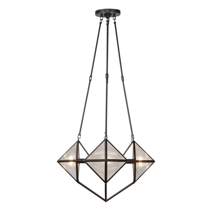 Alora Four Light Chandelier from the Cairo collection in Urban Bronze/Clear Ribbed Glass finish