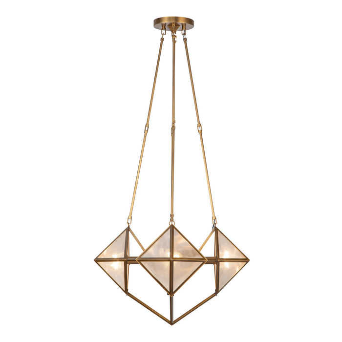 Alora Four Light Chandelier from the Cairo collection in Vintage Brass/Clear Ribbed Glass finish
