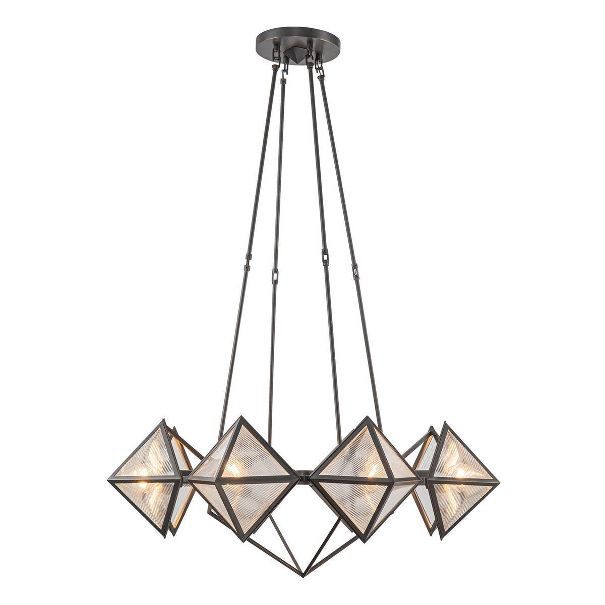 Alora Eight Light Chandelier from the Cairo collection in Urban Bronze/Clear Ribbed Glass finish