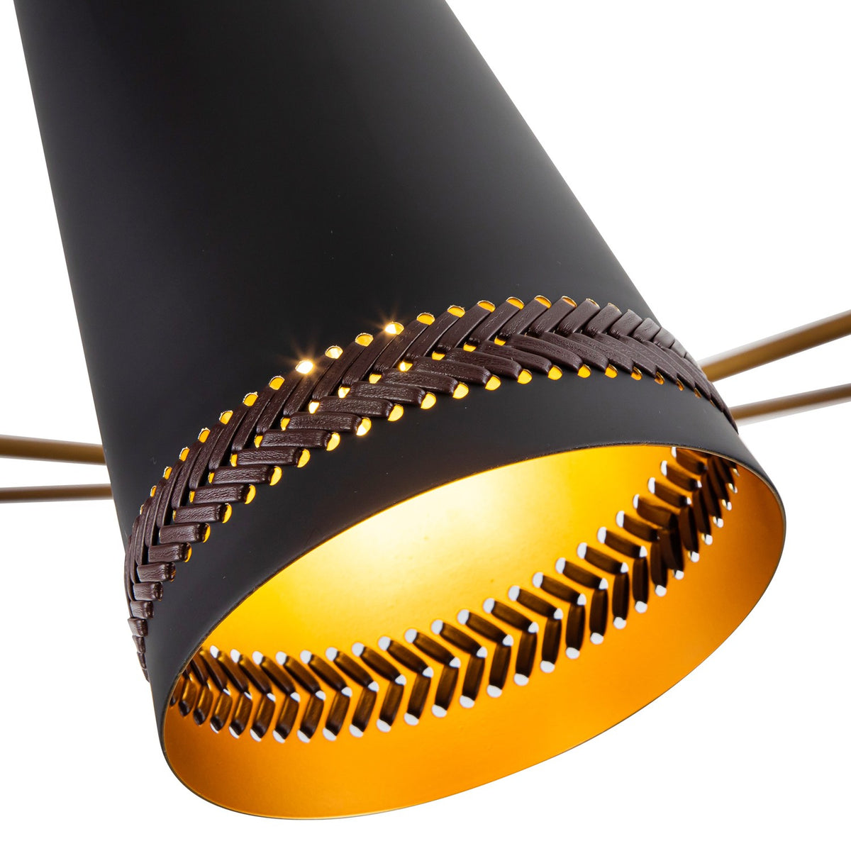 Alora Five Light Chandelier from the Brickell collection in Matte Black/Hazelnut Leather finish