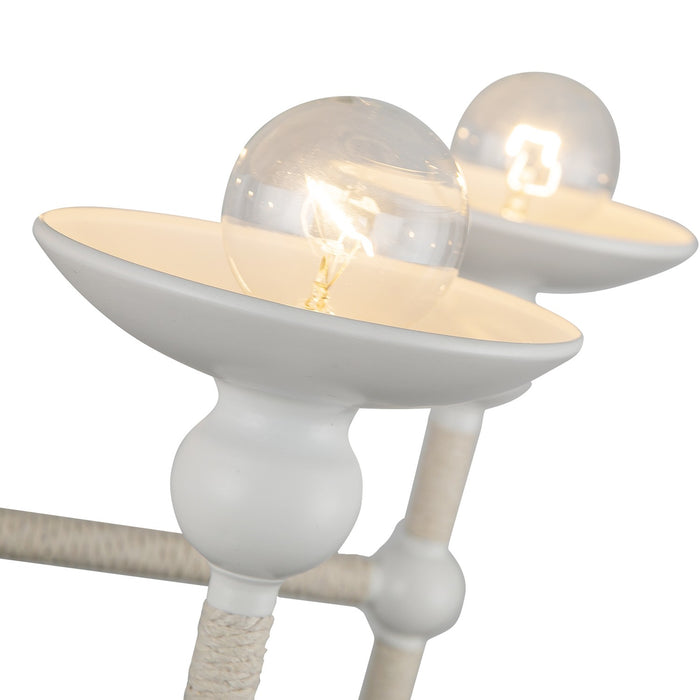 Alora Six Light Chandelier from the Nadine collection in Matte White/Natural Cotton finish