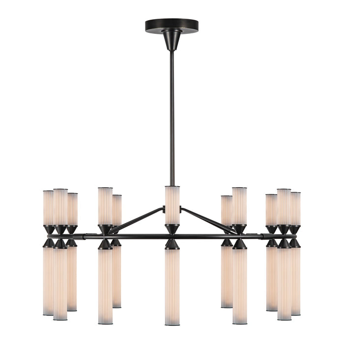 Alora LED Chandelier from the Edwin collection in Urban Bronze/Frosted Ribbed Glass finish