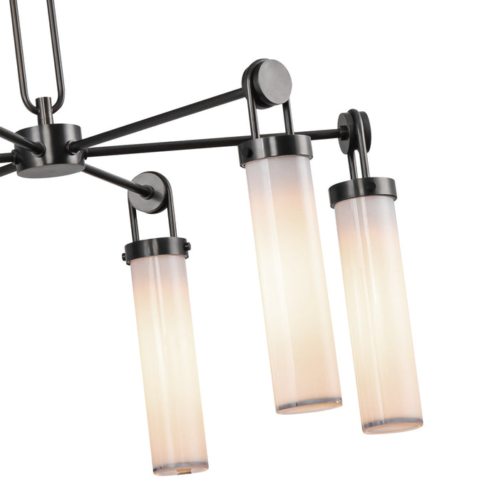 Alora Six Light Chandelier from the Wynwood collection in Urban Bronze/Glossy Opal Glass finish