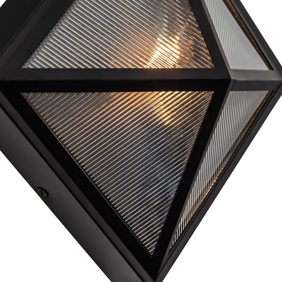 Alora One Light Outdoor Wall Lantern from the Cairo collection in Textured Black/Clear Ribbed Glass finish