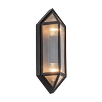 Alora Two Light Outdoor Wall Lantern from the Cairo collection in Textured Black/Clear Ribbed Glass finish