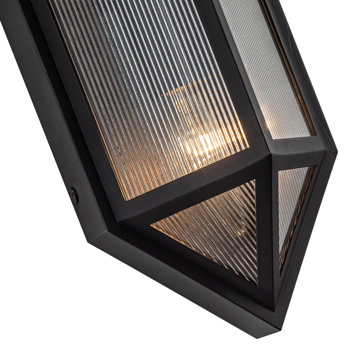 Alora Two Light Outdoor Wall Lantern from the Cairo collection in Textured Black/Clear Ribbed Glass finish