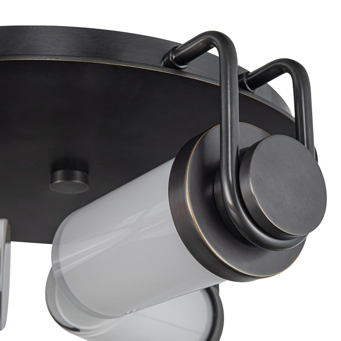Alora Three Light Flush Mount from the Wynwood collection in Urban Bronze/Glossy Opal Glass finish