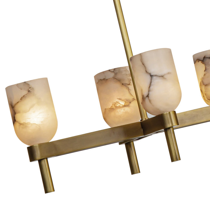 Alora Ten Light Linear Pendant from the Lucian collection in Vintage Brass/Alabaster finish