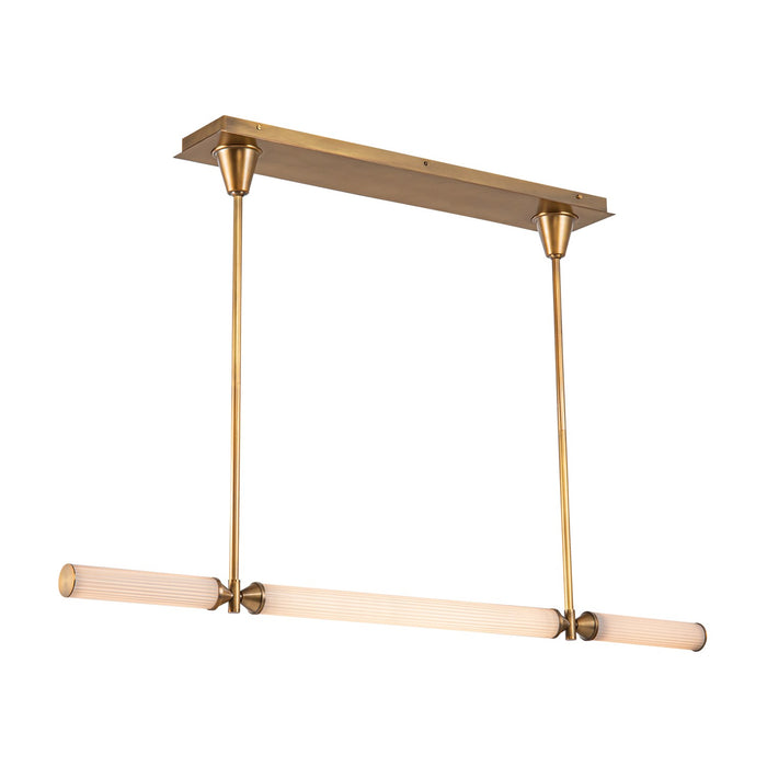 Alora LED Linear Pendant from the Edwin collection in Vintage Brass/Frosted Ribbed Glass finish