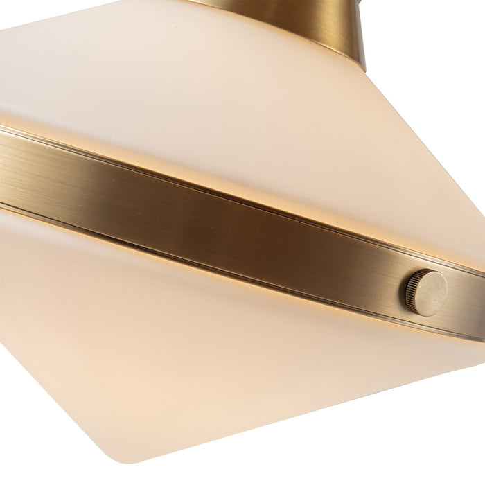 Alora Two Light Linear Pendant from the Willard collection in Vintage Brass/Matte Opal Glass finish