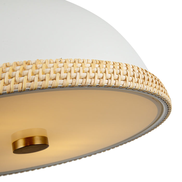Alora Two Light Pendant from the Doral collection in Matte White/Vintage Brass finish