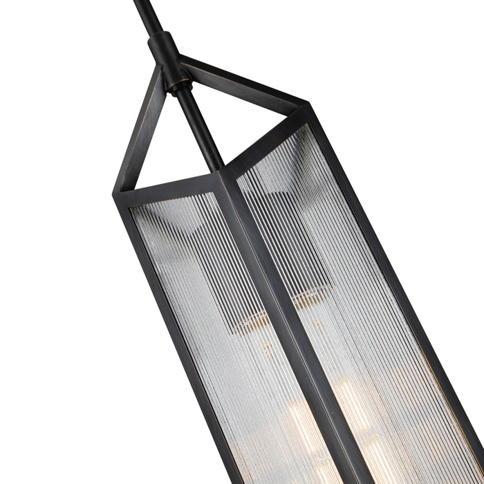 Alora One Light Pendant from the Cairo collection in Urban Bronze/Clear Ribbed Glass finish