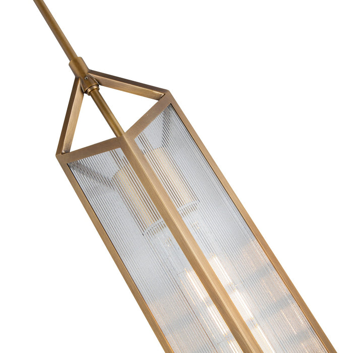 Alora One Light Pendant from the Cairo collection in Vintage Brass/Clear Ribbed Glass finish
