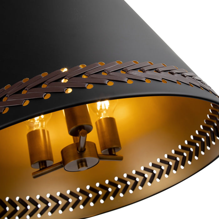Alora Three Light Pendant from the Brickell collection in Matte Black/Hazelnut Leather finish