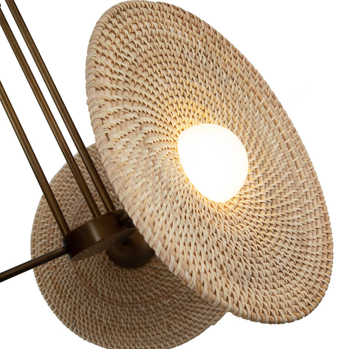 Alora LED Pendant from the Harbour collection in Vintage Brass/Woven Rattan finish