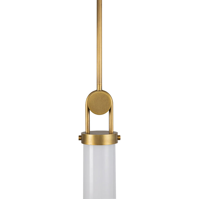 Alora One Light Pendant from the Wynwood collection in Vintage Brass/Glossy Opal Glass finish