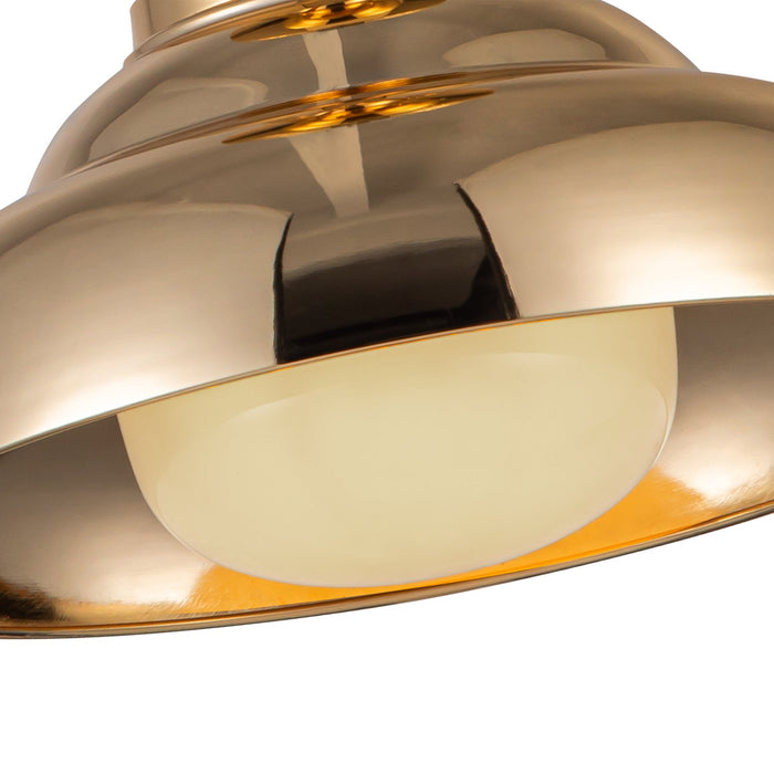 Alora One Light Semi-Flush Mount from the Palmetto collection in Polished Brass/Glossy Opal Glass finish