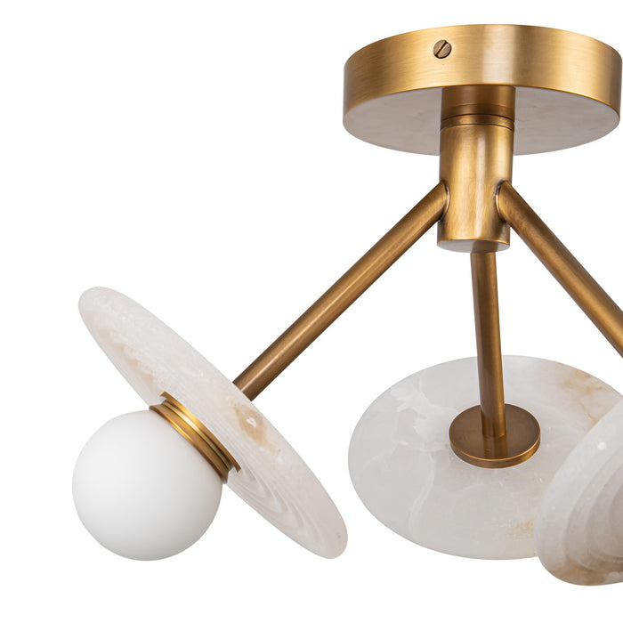 Alora LED Semi Flush Mount from the Dahlia collection in Vintage Brass/Alabaster finish