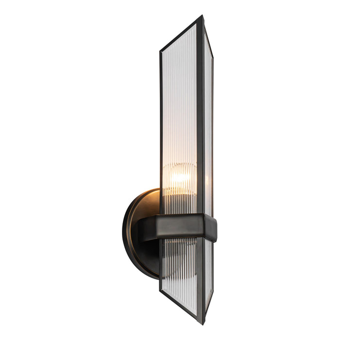 Alora One Light Wall Sconce from the Cairo collection in Urban Bronze/Clear Ribbed Glass finish