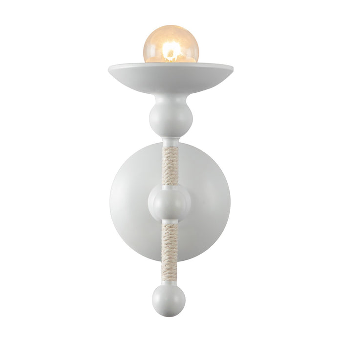 Alora One Light Wall Sconce from the Nadine collection in Matte White/Natural Cotton finish