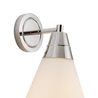 Alora One Light Wall Sconce from the Willard collection in Polished Nickel/Matte Opal Glass finish