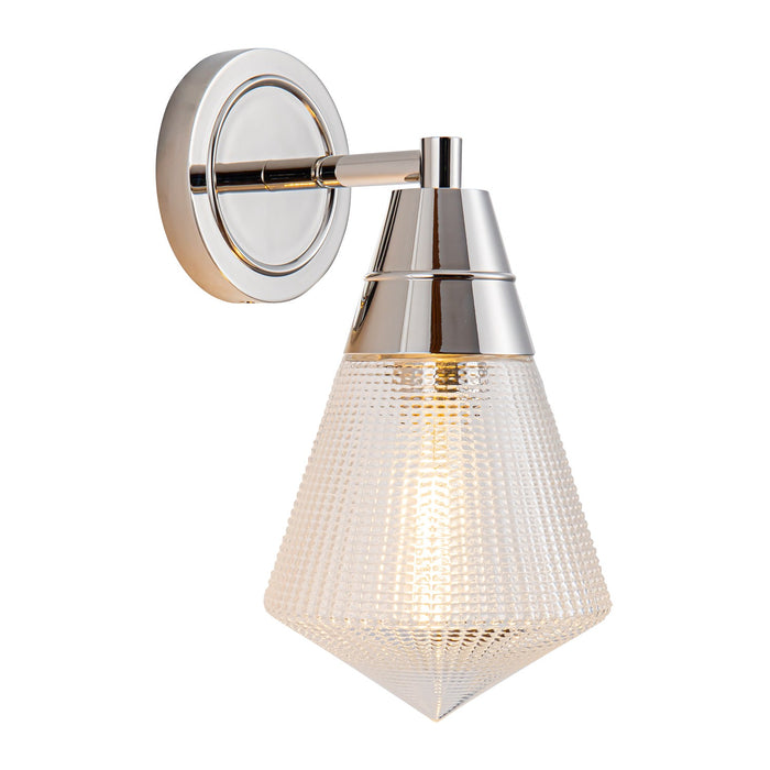 Alora One Light Wall Sconce from the Willard collection in Polished Nickel/Clear Prismatic Glass finish