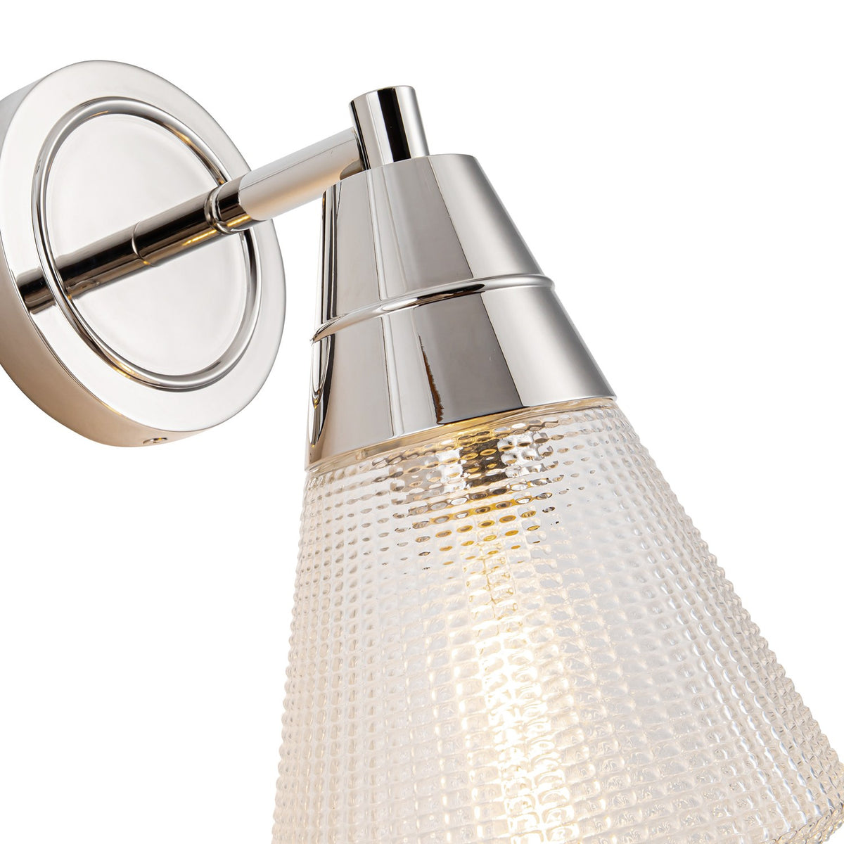Alora One Light Wall Sconce from the Willard collection in Polished Nickel/Clear Prismatic Glass finish