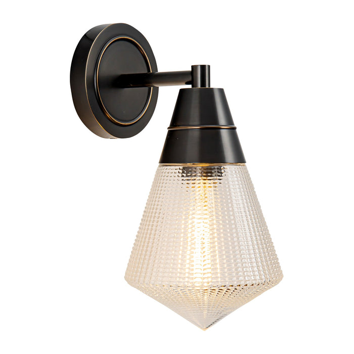 Alora One Light Wall Sconce from the Willard collection in Urban Bronze/Clear Prismatic Glass finish
