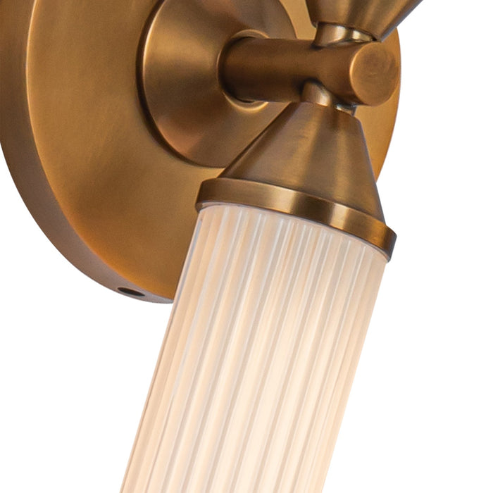 Alora LED Vanity from the Edwin collection in Vintage Brass/Frosted Ribbed Glass finish