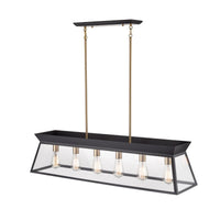 Artcraft - AC11854BK - Six Light Island Chandelier - Lucian - Black and Brushed Brass