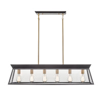 Artcraft - AC11854BK - Six Light Island Chandelier - Lucian - Black and Brushed Brass