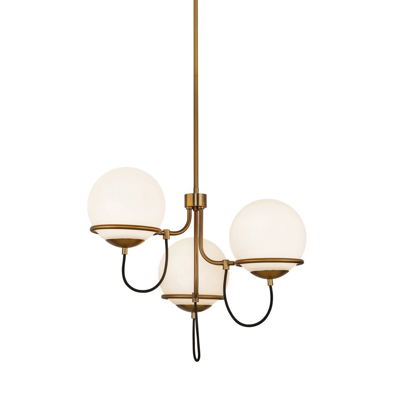 Alora - CH458323AGOP - Three Light Chandelier - Alba - Aged Gold/Opal Glass