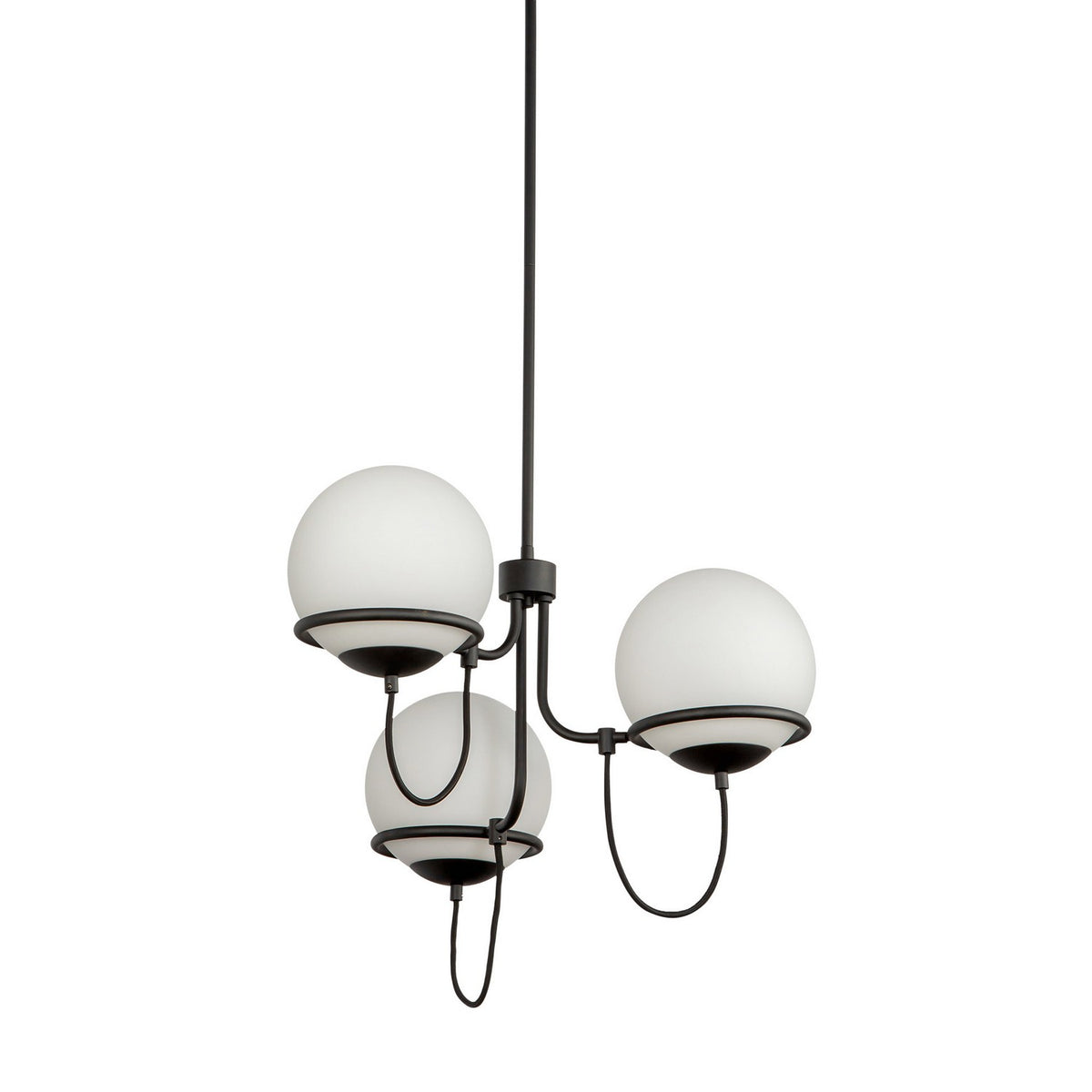 Alora - CH458323MBOP - Three Light Chandelier - Alba - Matte Black/Opal Glass
