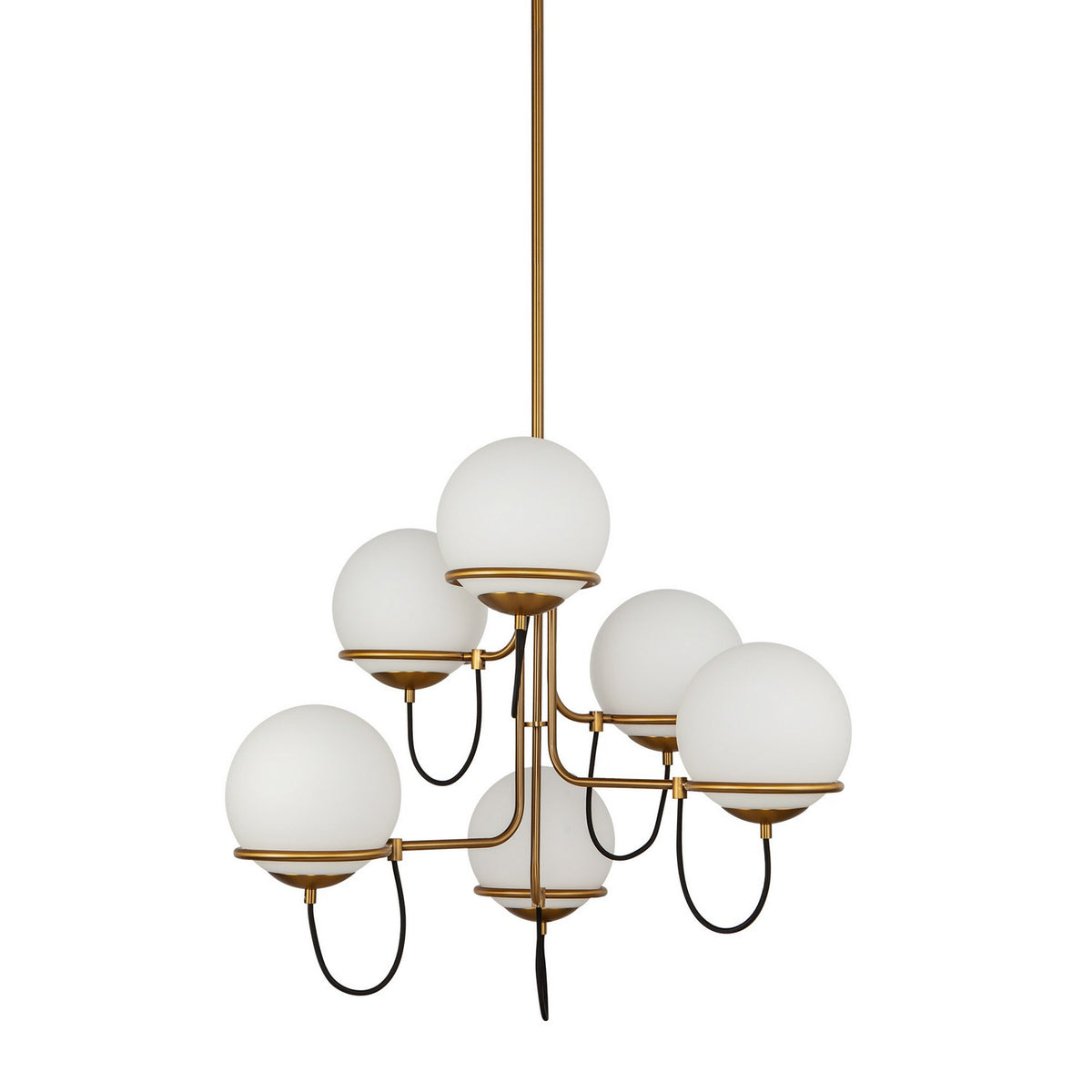 Alora - CH458632AGOP - Six Light Chandelier - Alba - Aged Gold/Opal Glass