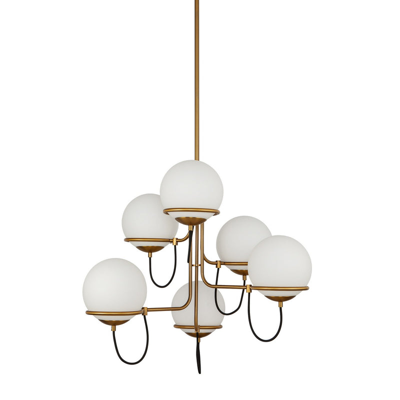 Alora - CH458632AGOP - Six Light Chandelier - Alba - Aged Gold/Opal Glass