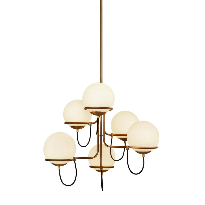 Alora - CH458632AGOP - Six Light Chandelier - Alba - Aged Gold/Opal Glass