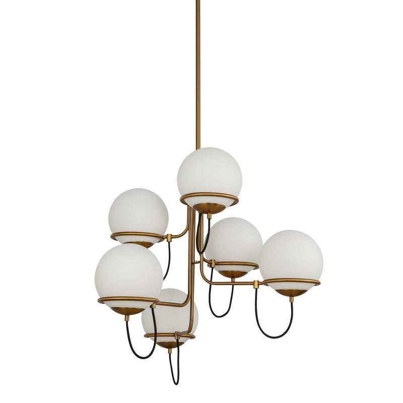 Alora - CH458632AGOP - Six Light Chandelier - Alba - Aged Gold/Opal Glass