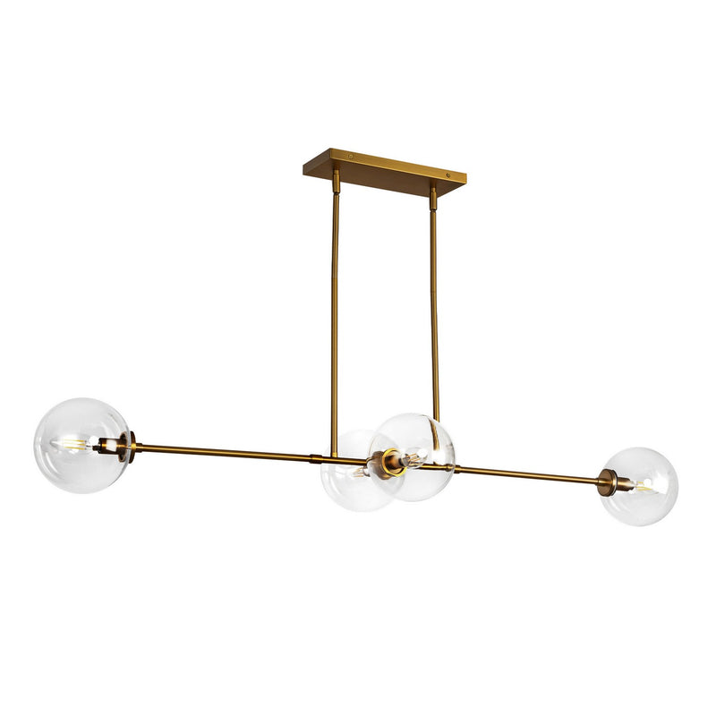 Alora - LP549448AGCL - Four Light Linear Pendant - Cassia - Aged Gold/Clear Glass