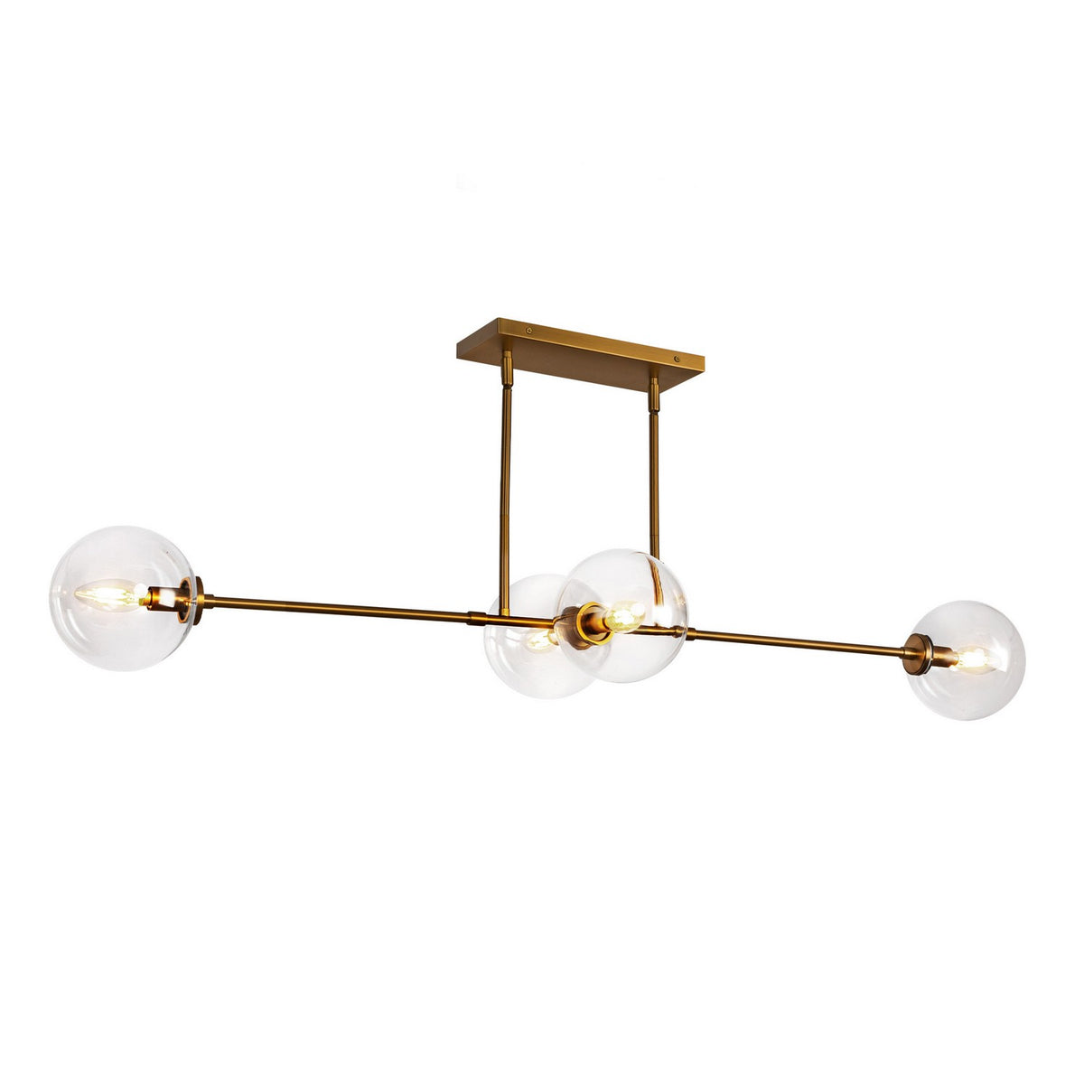 Alora - LP549448AGCL - Four Light Linear Pendant - Cassia - Aged Gold/Clear Glass