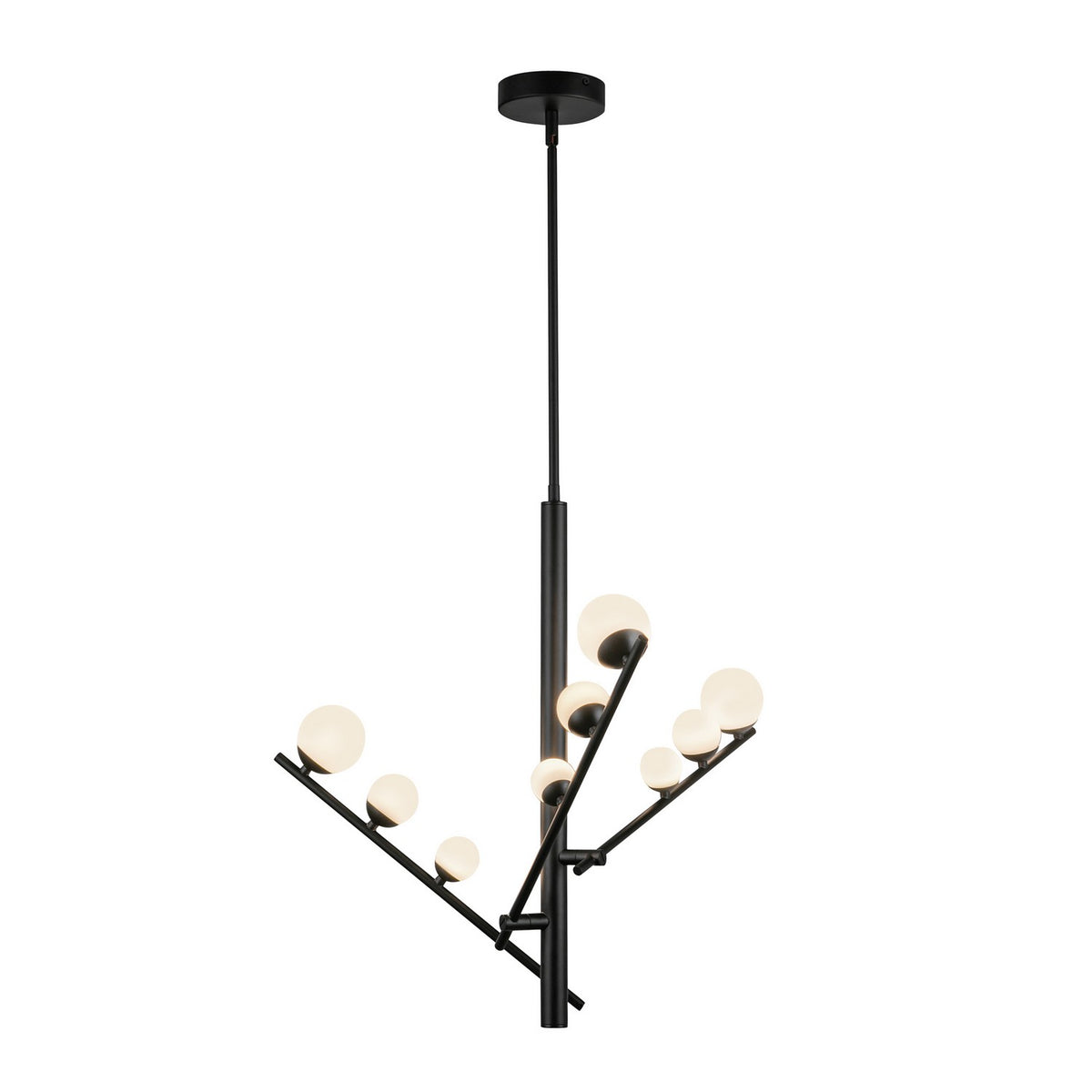 Kuzco Lighting - CH55524-BK/OP - LED Chandelier - Cypress - Black/Opal Glass