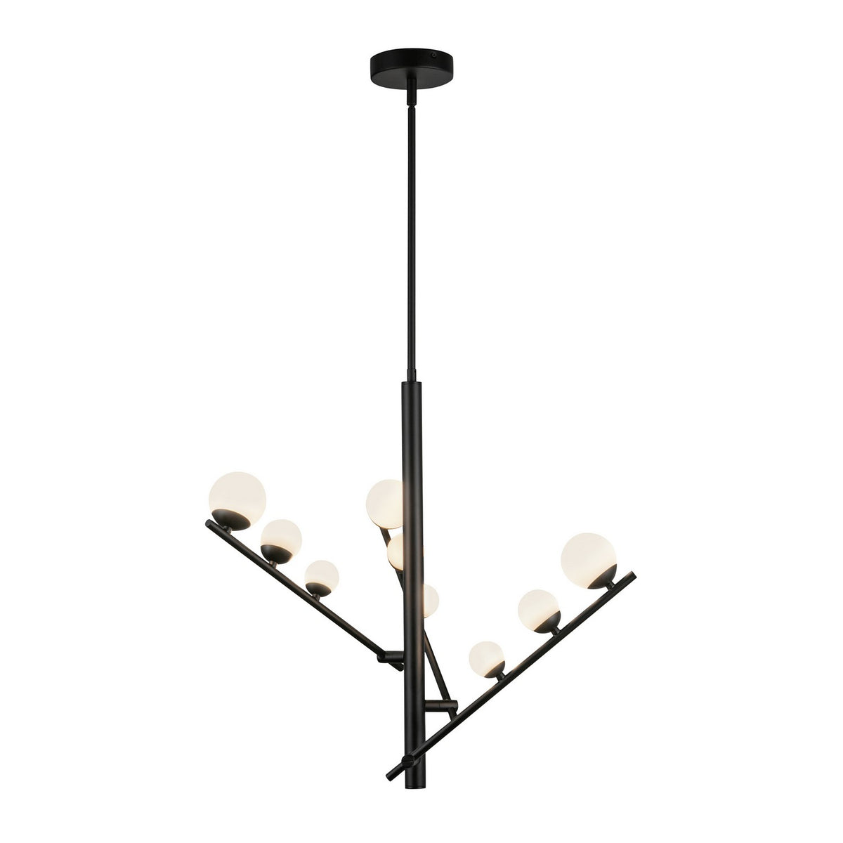 Kuzco Lighting - CH55524-BK/OP - LED Chandelier - Cypress - Black/Opal Glass