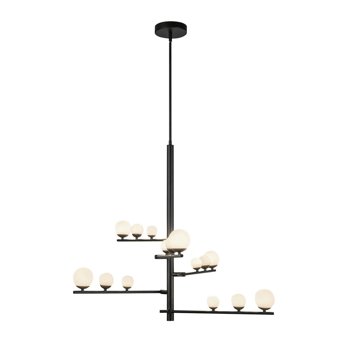 Kuzco Lighting - CH55530-BK/OP - LED Chandelier - Cypress - Black/Opal Glass