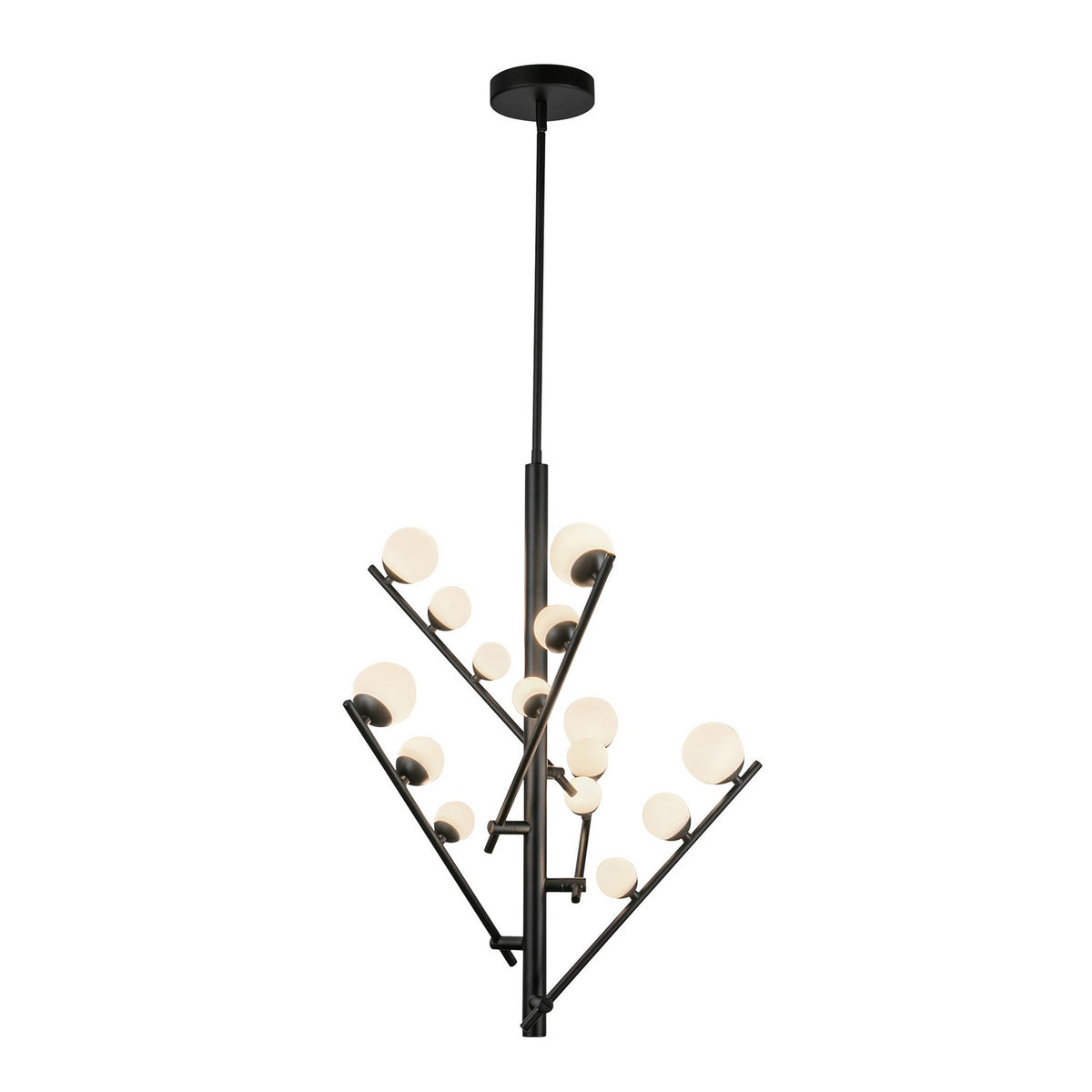 Kuzco Lighting - CH55530-BK/OP - LED Chandelier - Cypress - Black/Opal Glass