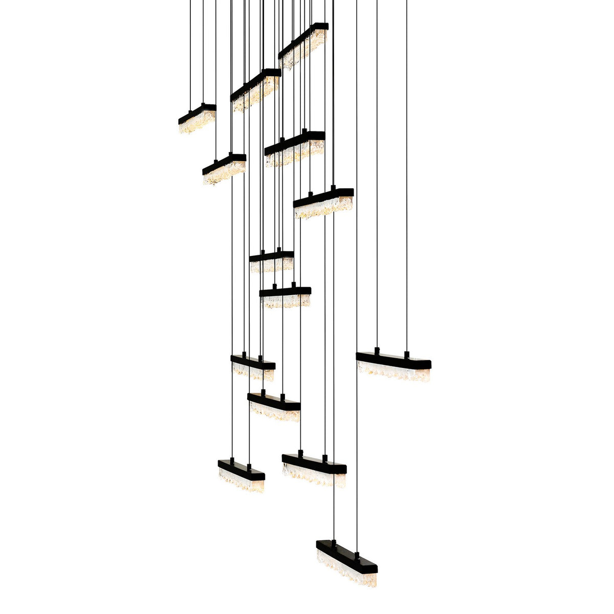 Shell Course Stagger CWI Lighting - 1588P60-14-101 - LED Chandelier - Stagger - Black ...