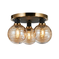 Artcraft - AC11873AM - Three Light Semi-Flush Mount - Gem - Black and Brushed Brass