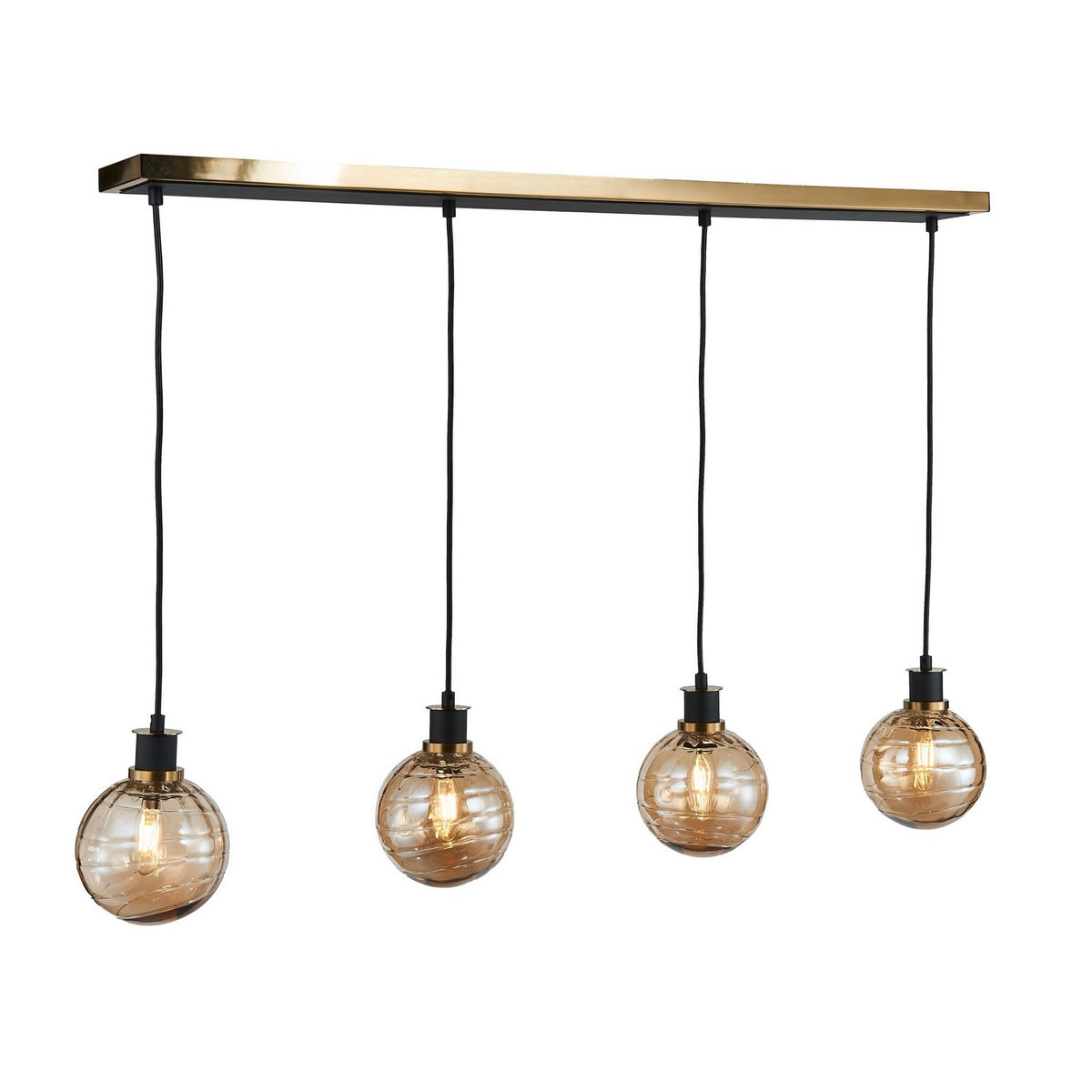 Artcraft - AC11874AM - Four Light Island/Pool Table - Gem - Black and Brushed Brass