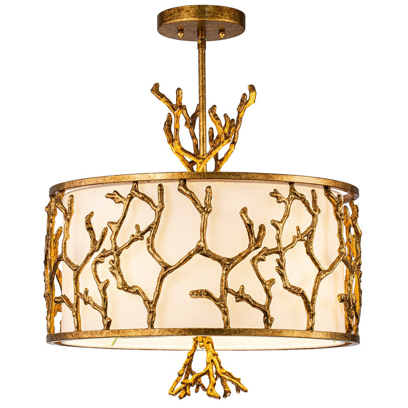 Lucas + McKearn - PD74390G-3 - Three Light Chandelier - Coral - Gold